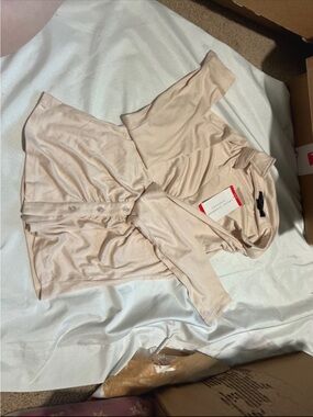 Light Cream Ruched Button-Down Shirt - Women's